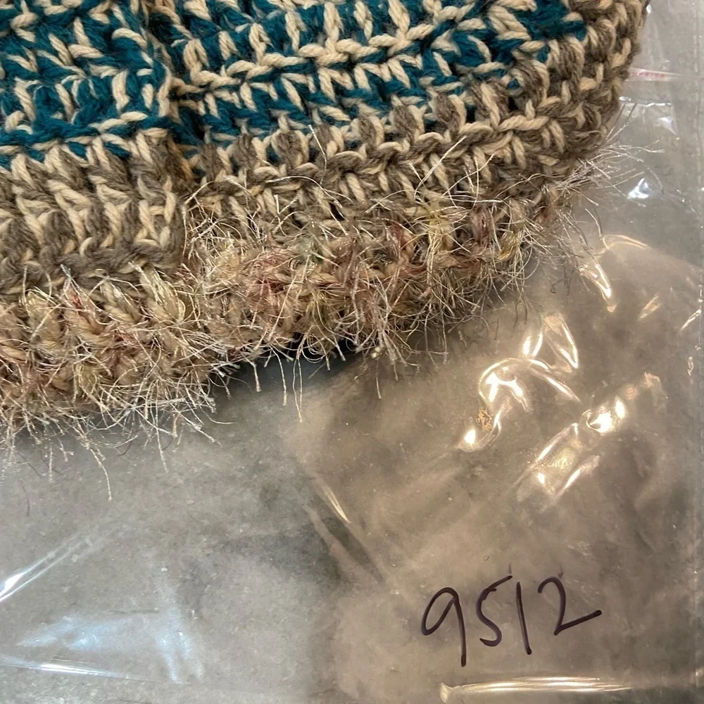 Handmade Crochet Chunky Ribbed Upcycled Multi Fiber Scrappy Yarn Beanie Hat